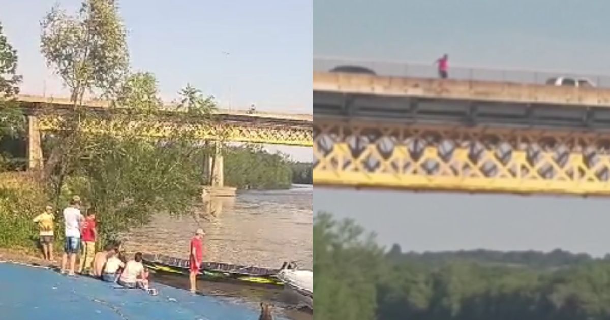 VÍDEO: Homem pula da ponte do Rio Iguaçu e mobiliza Corpo de Bombeiros em São Mateus do Sul