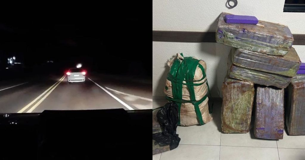 Vídeo flagra motorista de carro com 160 kg de maconha fugindo da PRF em alta velocidade no Paraná; assista