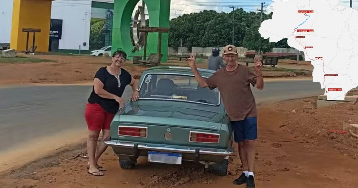 Casal viaja do Paraná ao Amazonas em um Ford Corcel 1977 para entregar o carro vendido