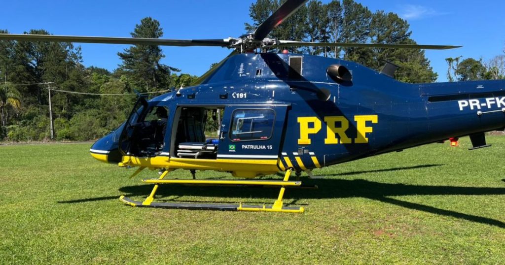 Transporte aéreo de vítima que sofreu infarto mobiliza SAMU e PRF em São Mateus do Sul