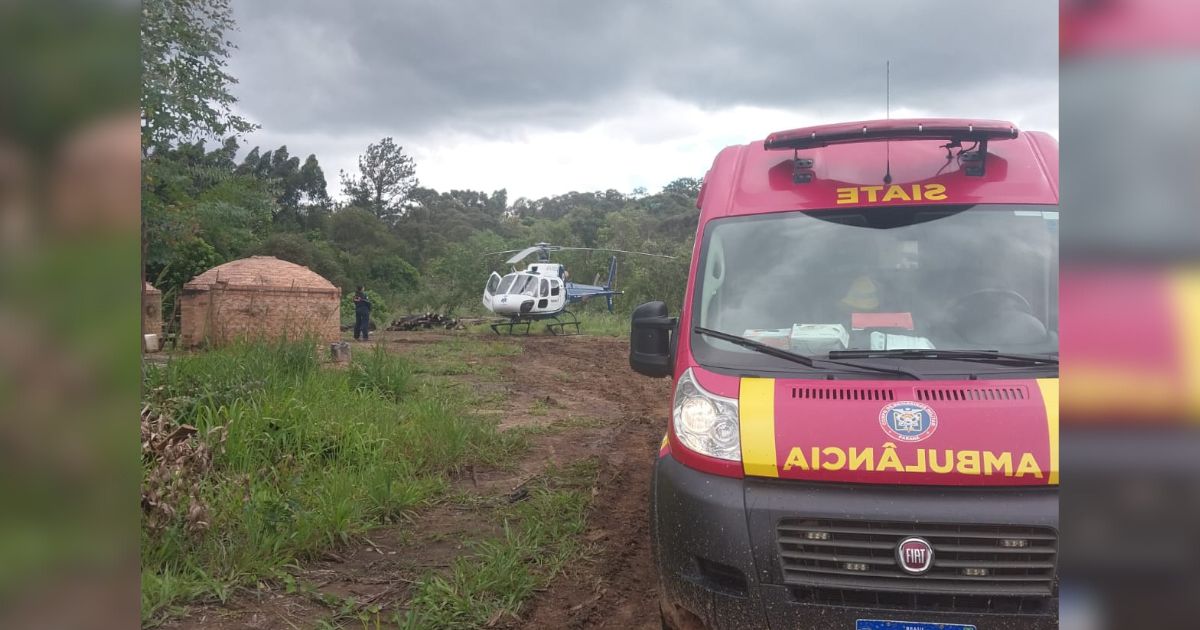 Aeronave do Samu resgata homem ferido após queda de árvore em Prudentópolis