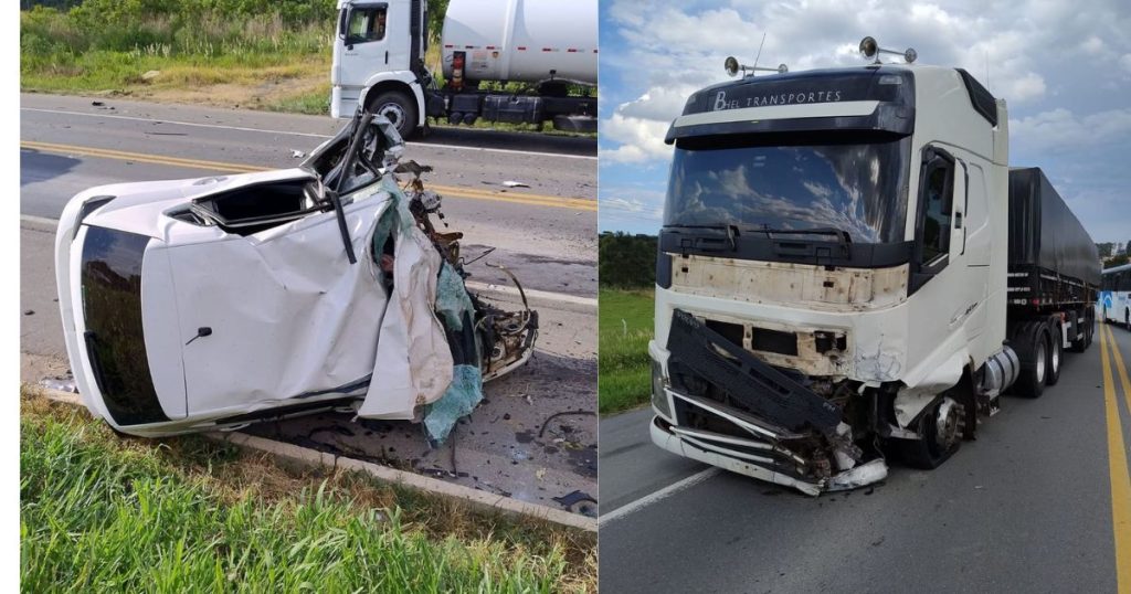 VÍDEO: motorista morre em grave acidente entre carro e carreta na BR-476 na Lapa