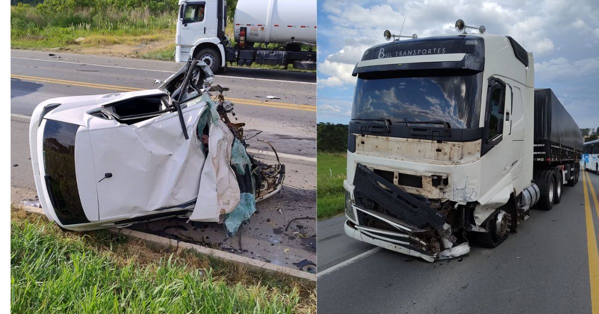 VÍDEO: motorista morre em grave acidente entre carro e carreta na BR-476 na Lapa