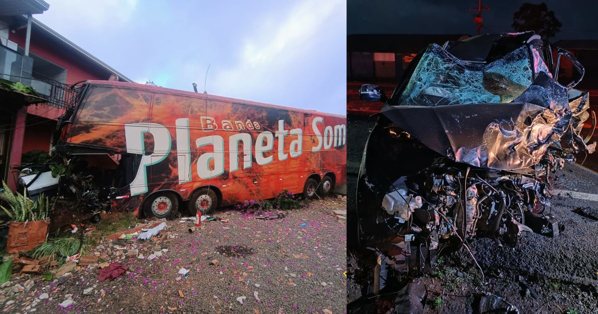 Colisão frontal entre carro e ônibus deixa um morto e sete feridos em rodovia do Paraná