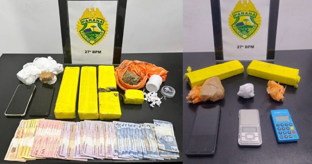 Polícia Militar prende dois homens por tráfico de drogas no centro de São Mateus do Sul