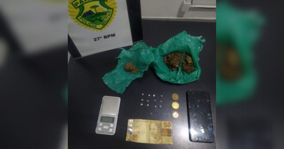 Polícia Militar apreende drogas e prende homem por tráfico em São Mateus do Sul