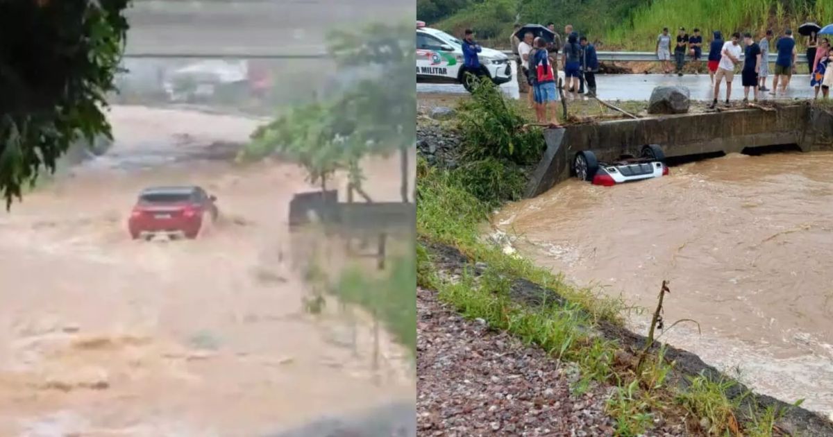 Vídeo: pai, mãe e bebê morrem afogados após carro ser arrastado em enxurrada