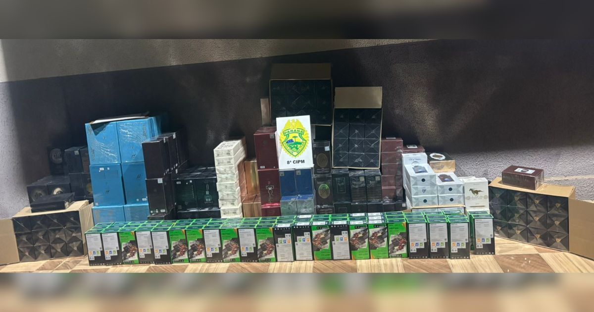 PM apreende 65 celulares e mais de 300 perfumes contrabandeados durante abordagem na PR-364