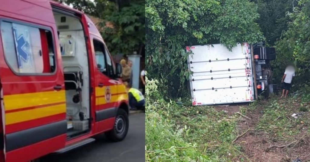 Grave colisão entre carro e caminhão deixa cinco feridos na BR-476