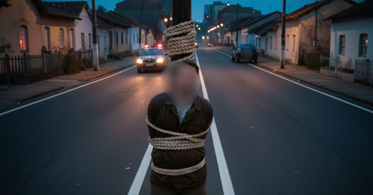 Homem é amarrado em via pública pela família após furto em Matos Costa