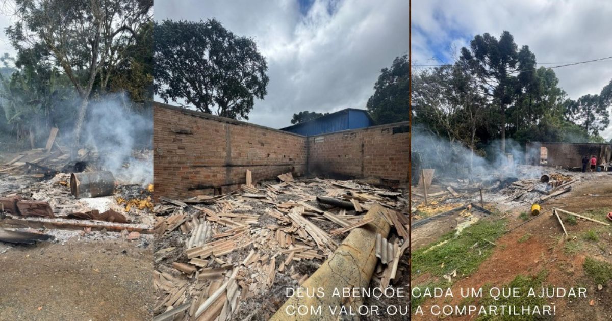Família pede apoio após incêndio destruir estufa e barracão de fumo